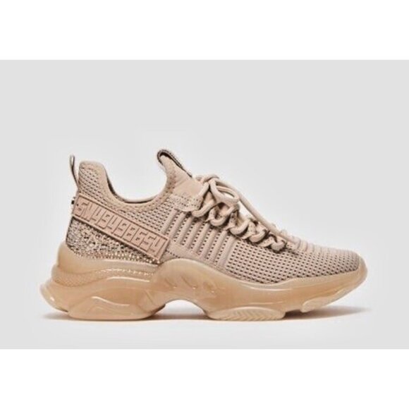 Steve Madden NYC Sneakers Women's  SZ 9.5 Beige Maxima Rhinestone Shoes - Picture 15 of 15